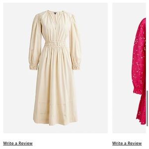 J. Crew Long-sleeve smocked-waist midi dress in lightweight chino